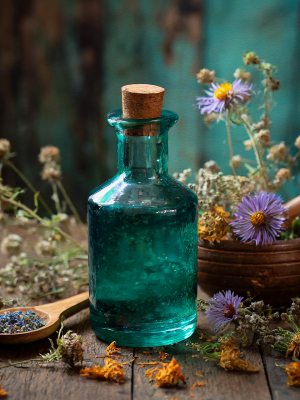 Herbs drying on table